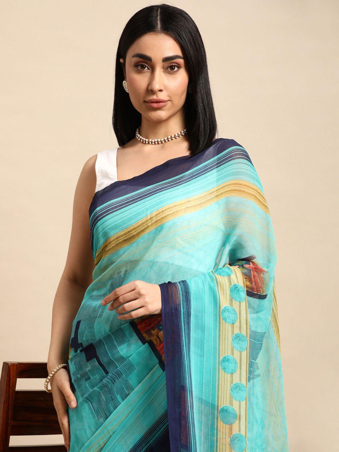 here&now printed pure georgette saree