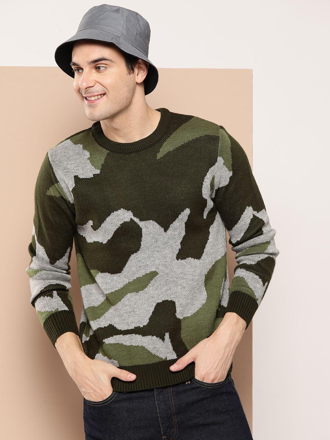 here&now pure acrylic camouflage design pullover