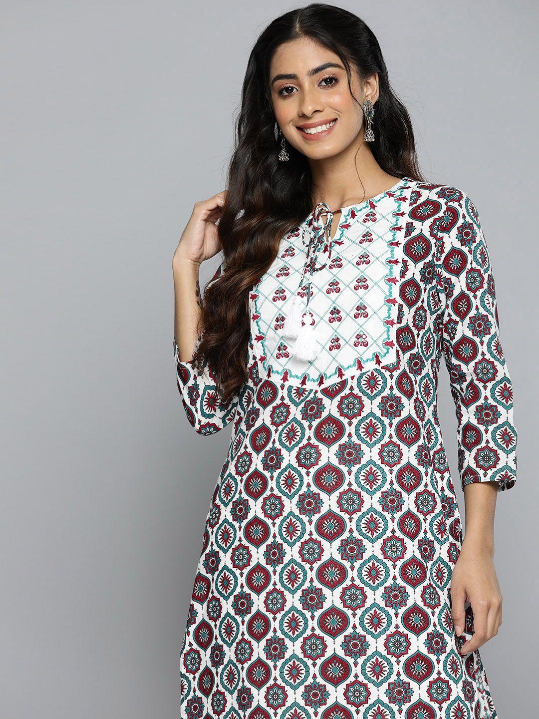 here&now pure cotton ethnic motifs printed kurta