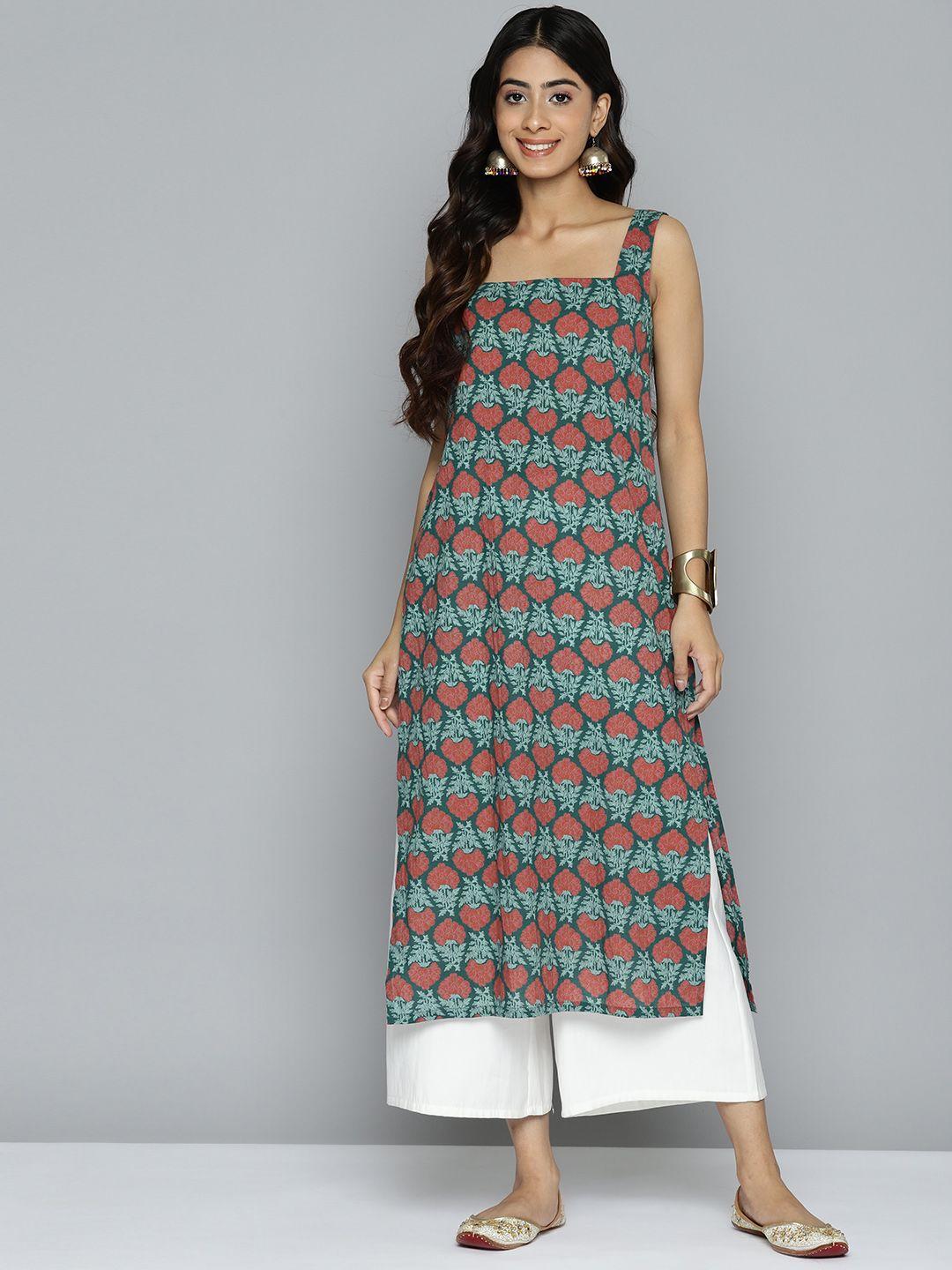 here&now pure cotton floral printed kurta