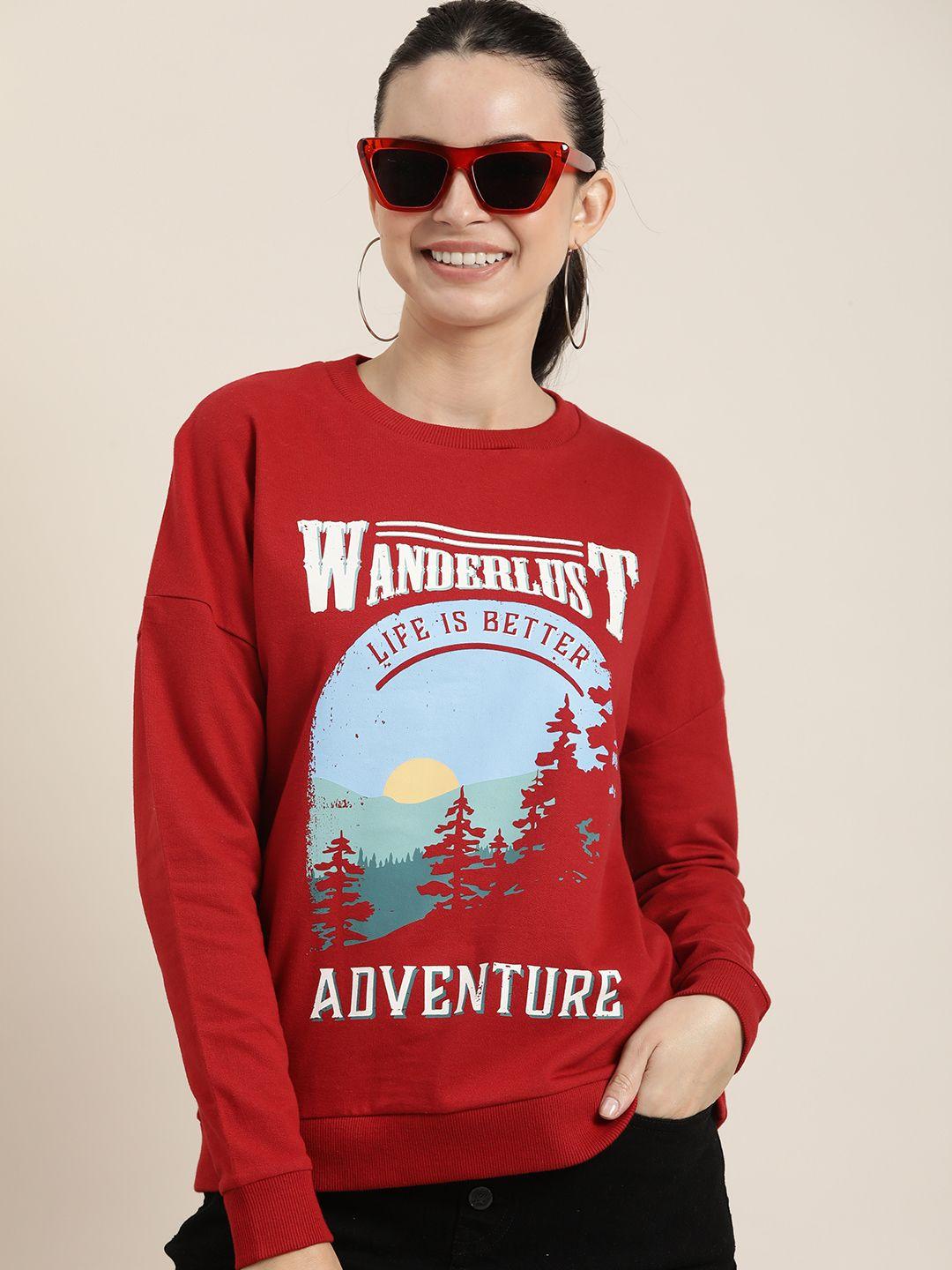 here&now pure cotton graphic printed casual sweatshirt