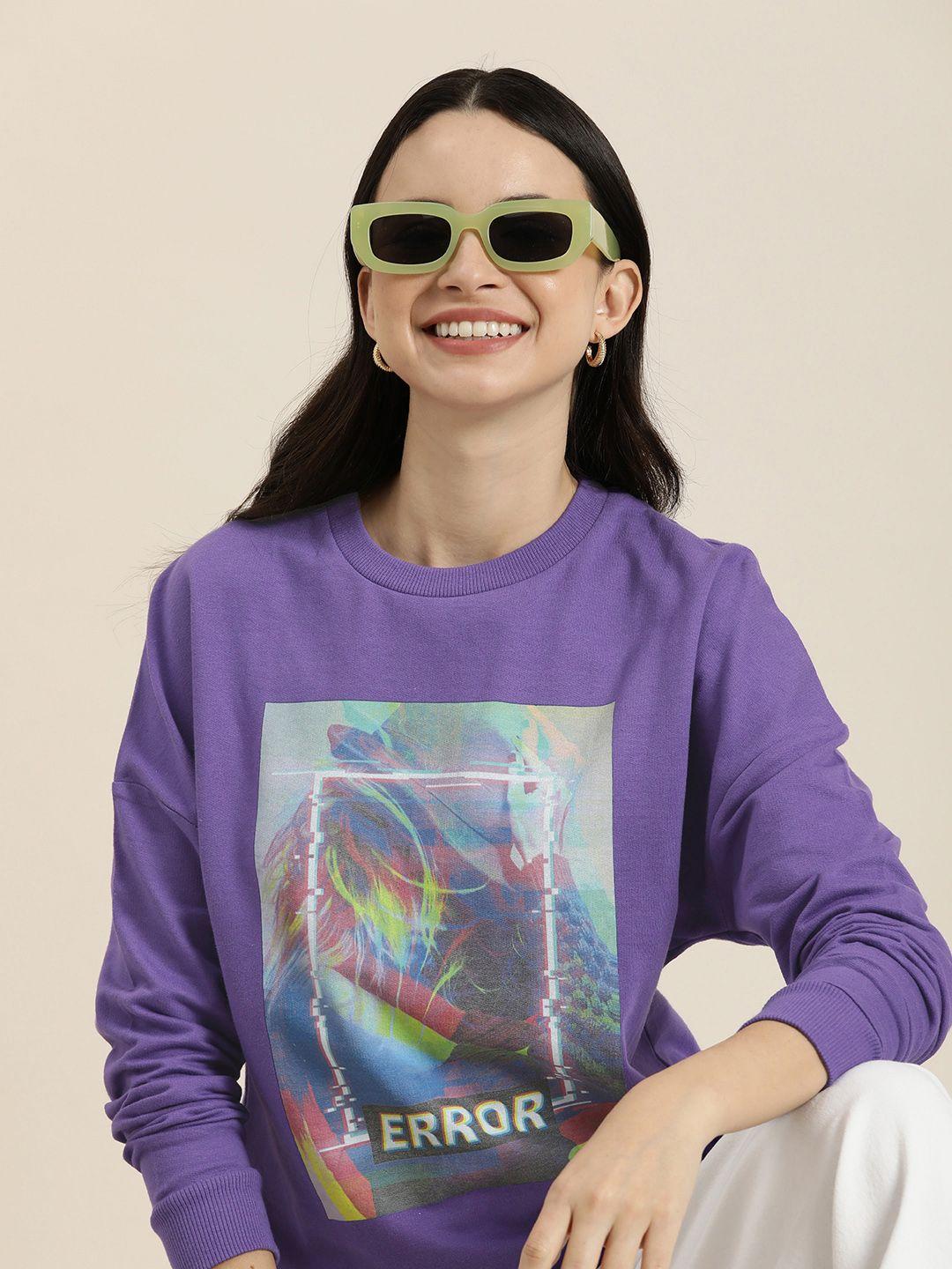 here&now pure cotton round neck printed sweatshirt