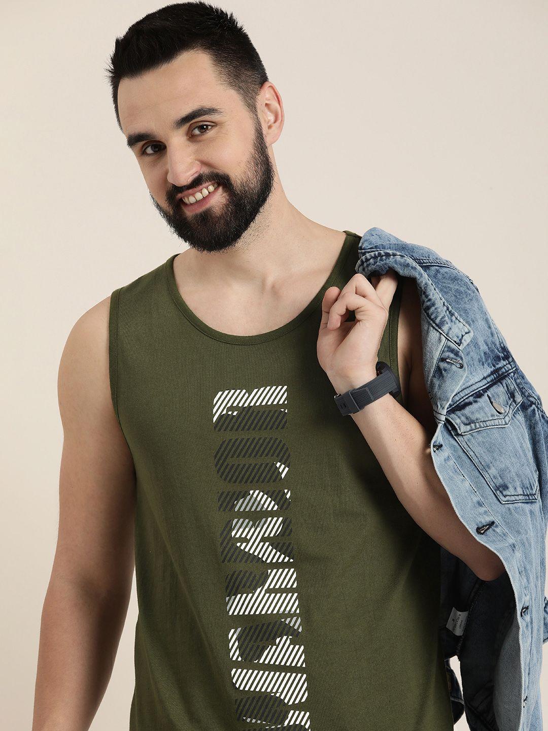 here&now pure cotton typography printed sleeveless casual t-shirt