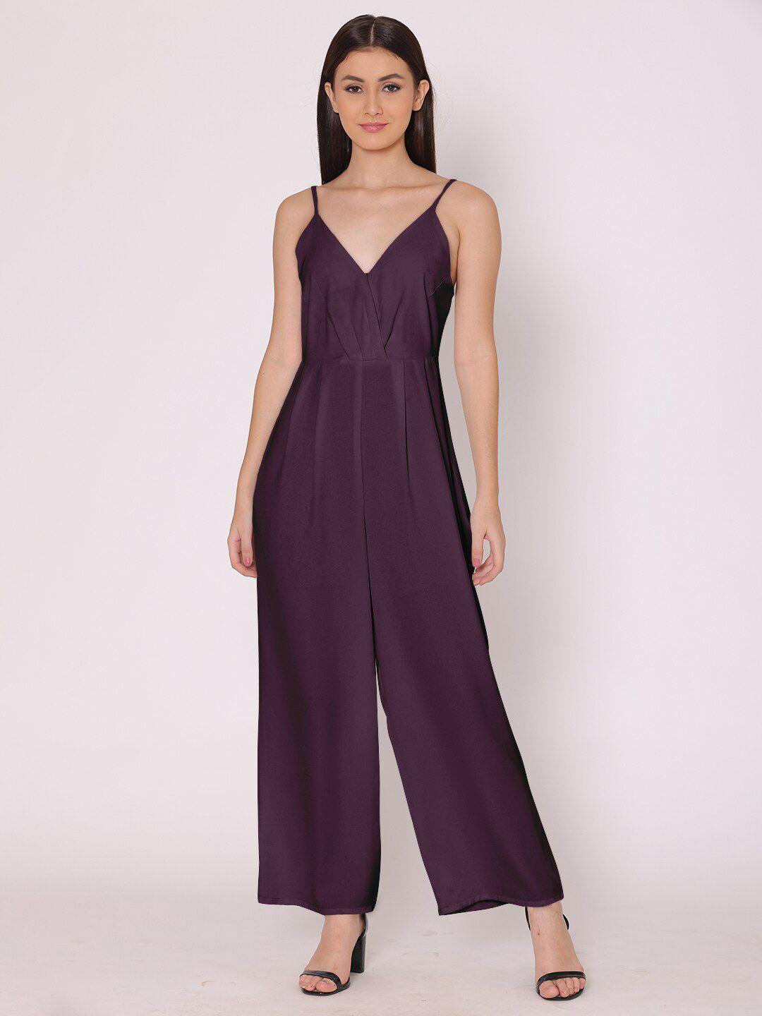 here&now purple solid basic jumpsuit