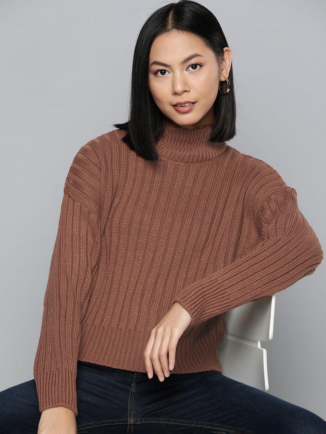 here&now ribbed turtle neck acrylic pullover