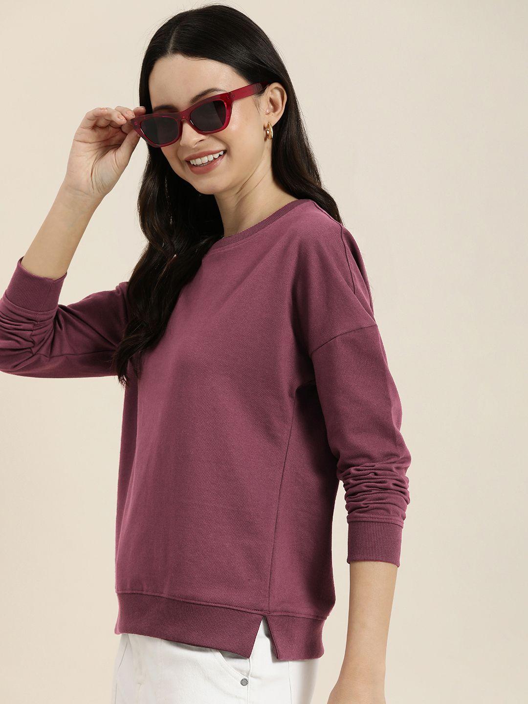 here&now round neck solid sweatshirt