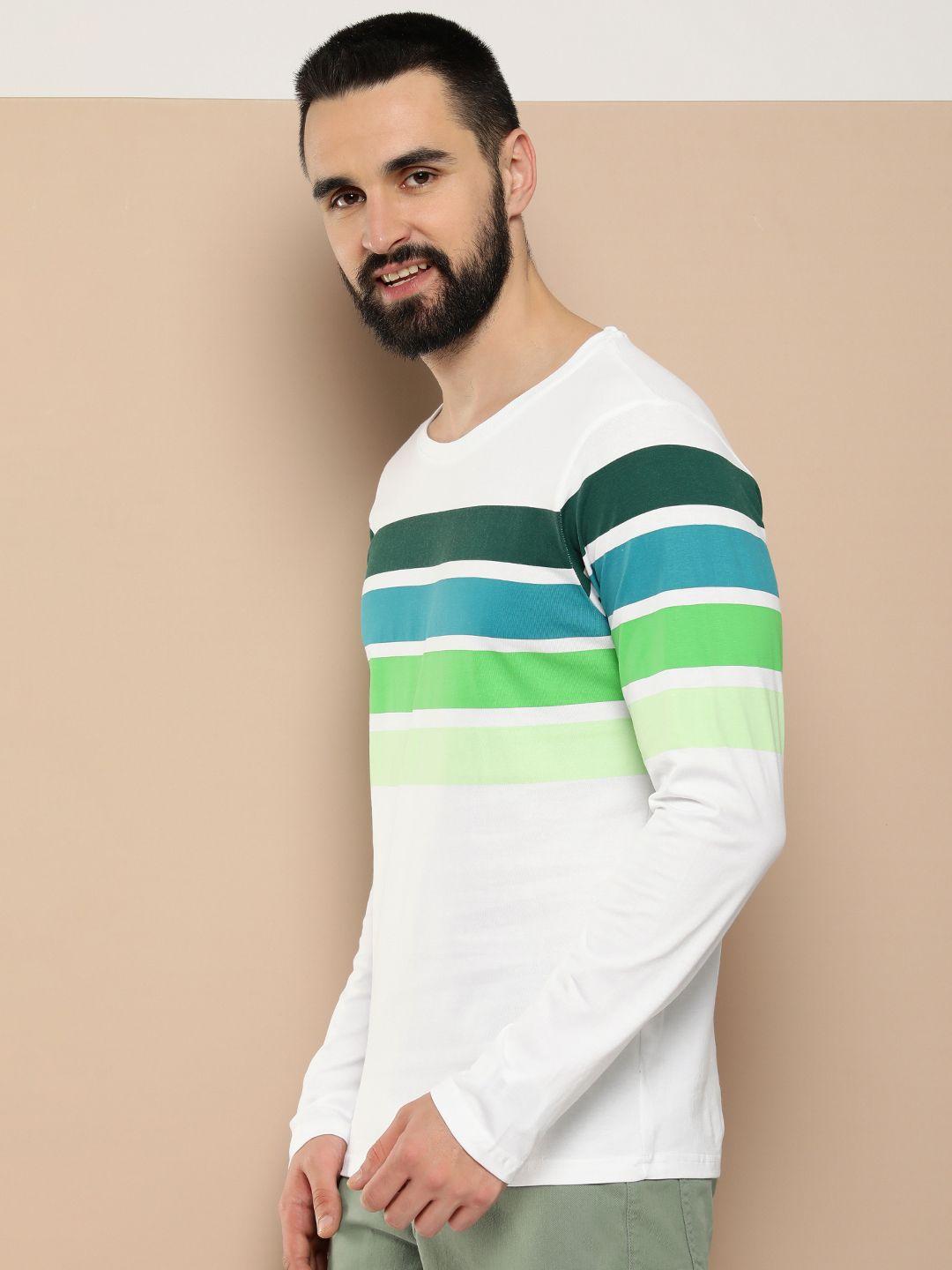 here&now round neck striped pure cotton t-shirt