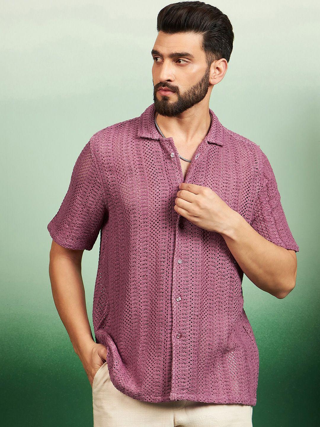 here&now semi sheer checked casual shirt