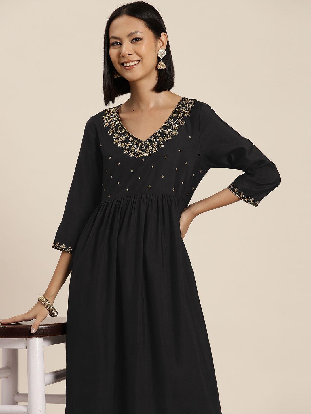 here&now sequinned thread work kurta