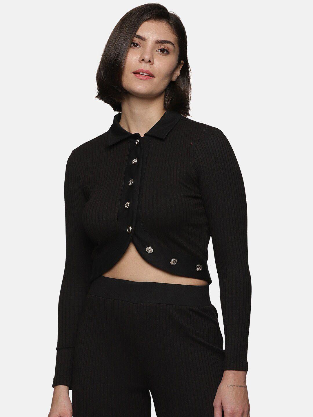 here&now shirt style ribbed cotton crop top