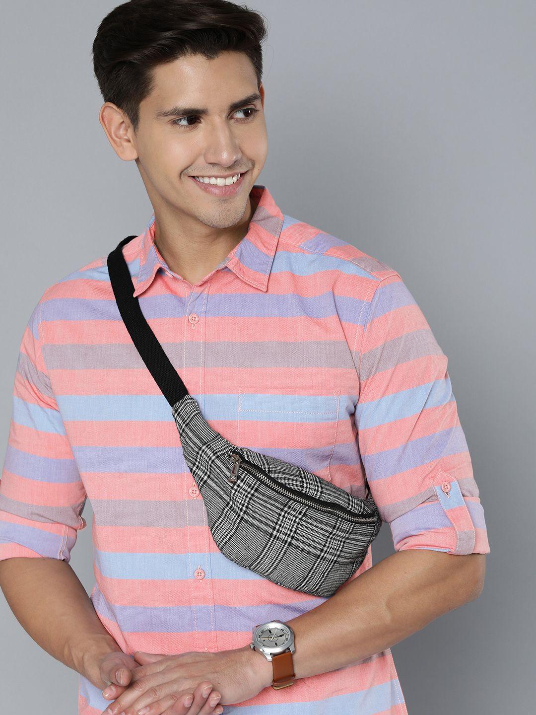 here&now slim fit horizontal stripes striped casual shirt