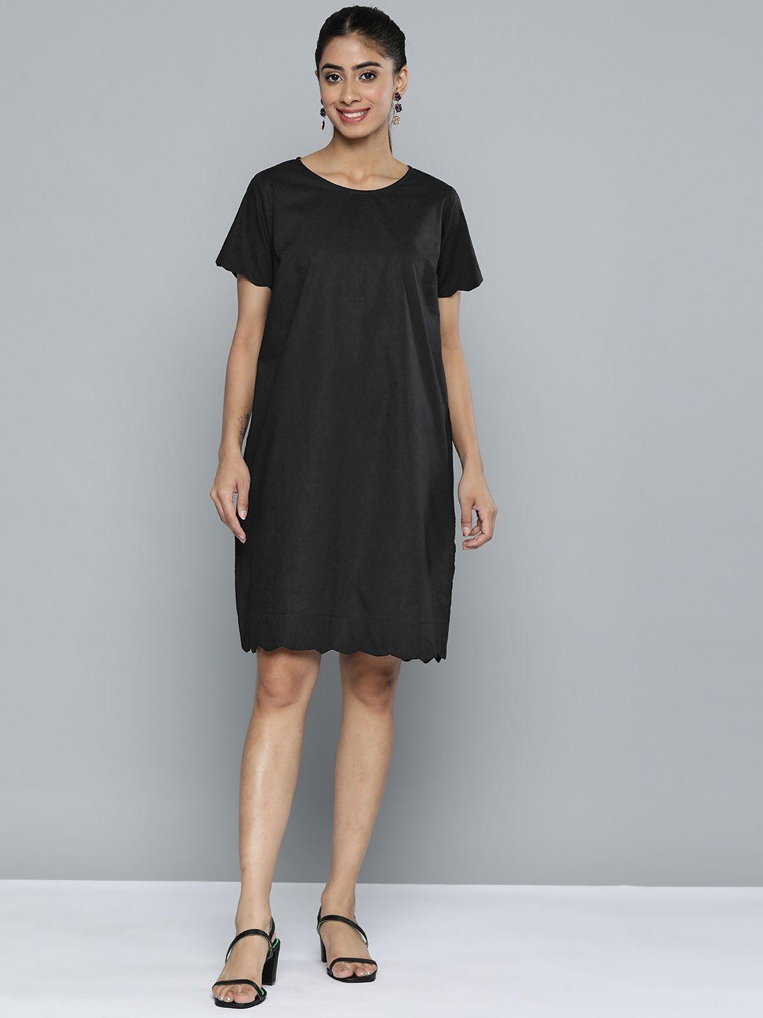 here&now solid cotton a-line dress