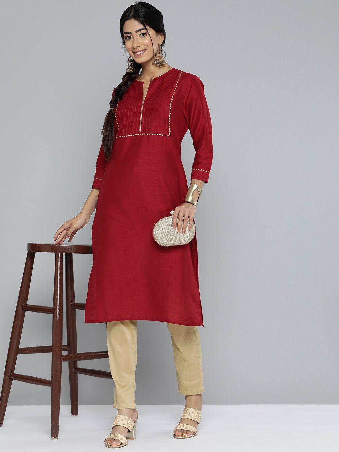 here&now solid gotta patti pleated kurta