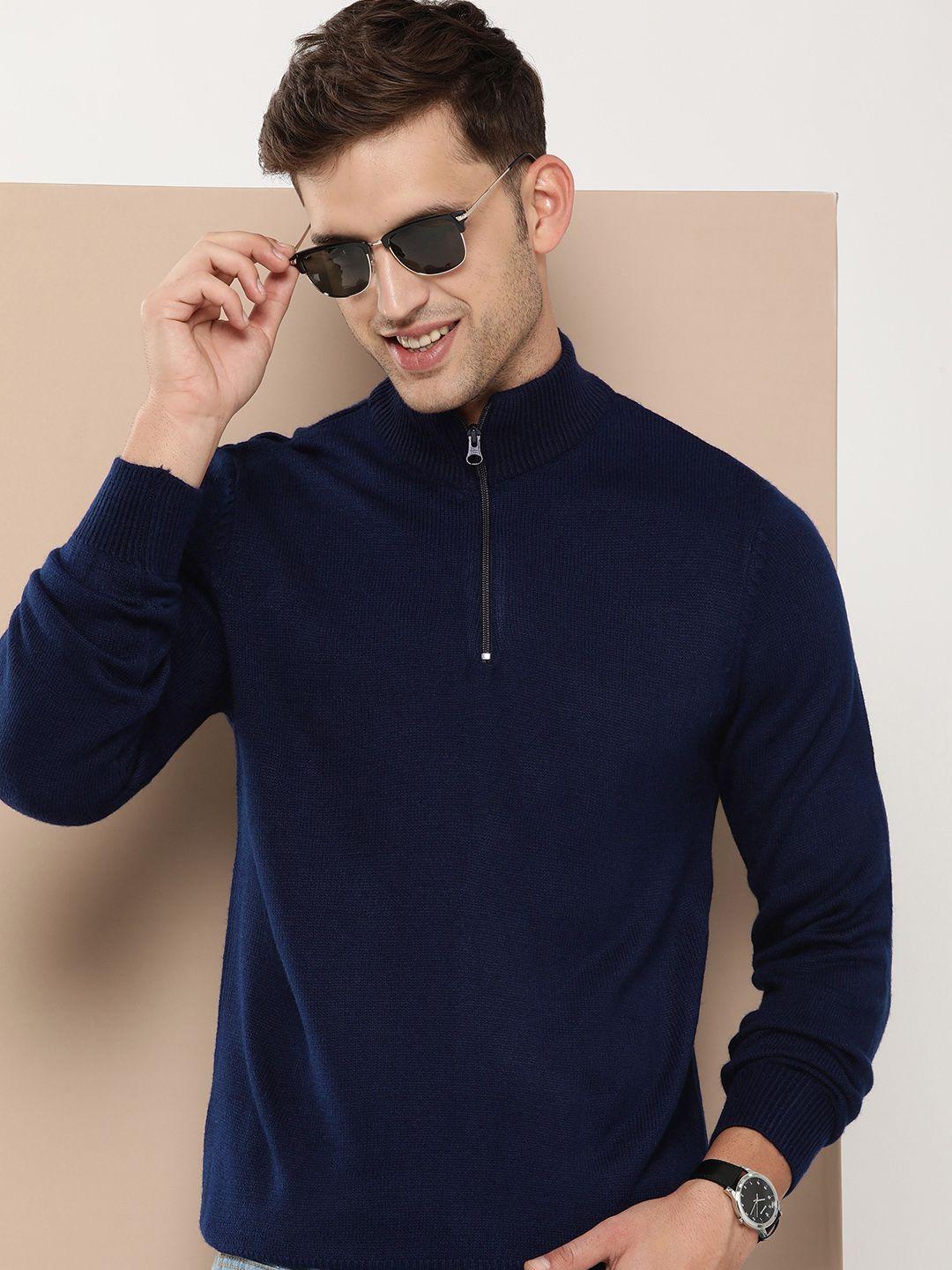 here&now solid mock-collar pullover sweater