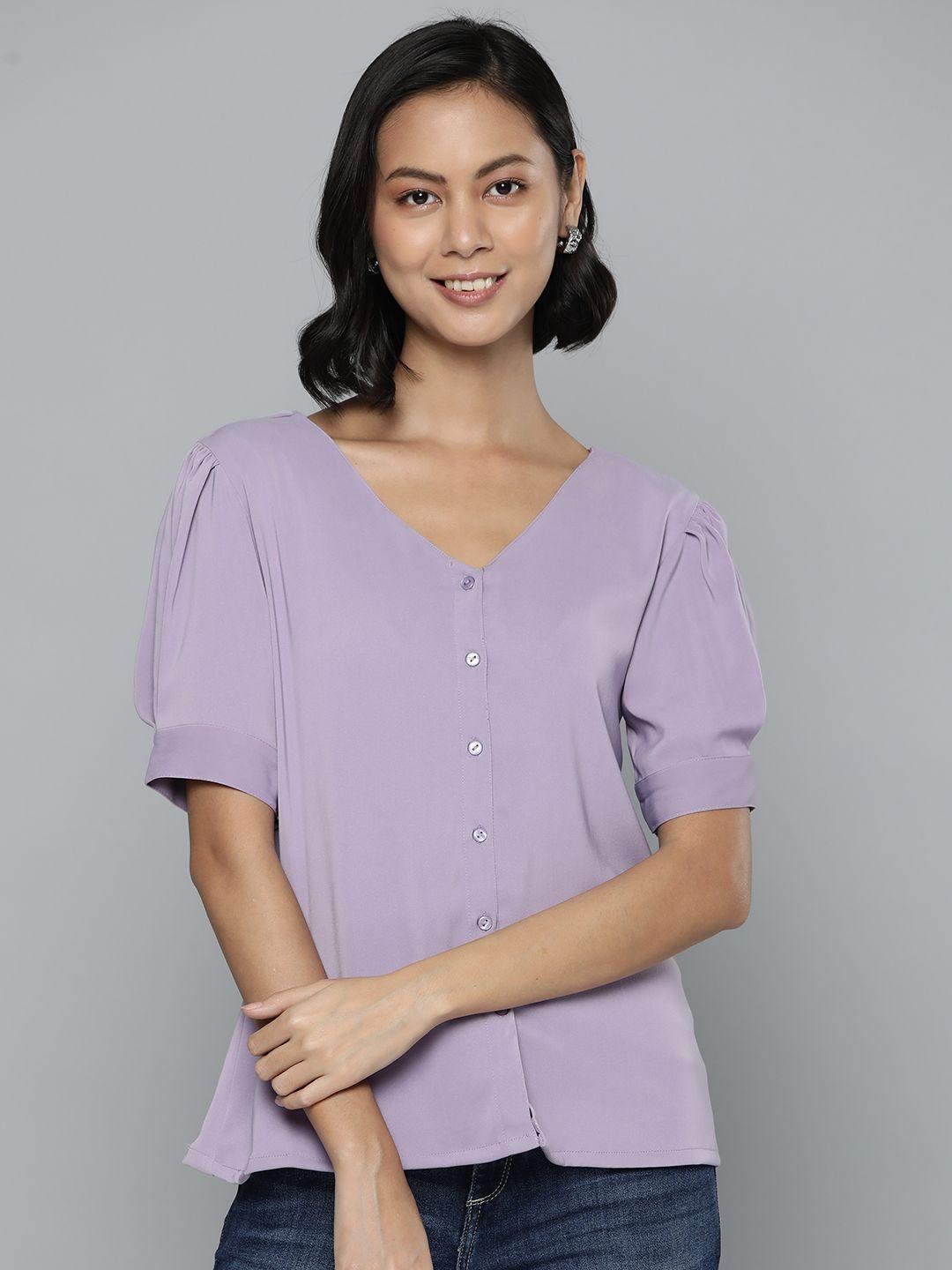 here&now solid puff sleeve top