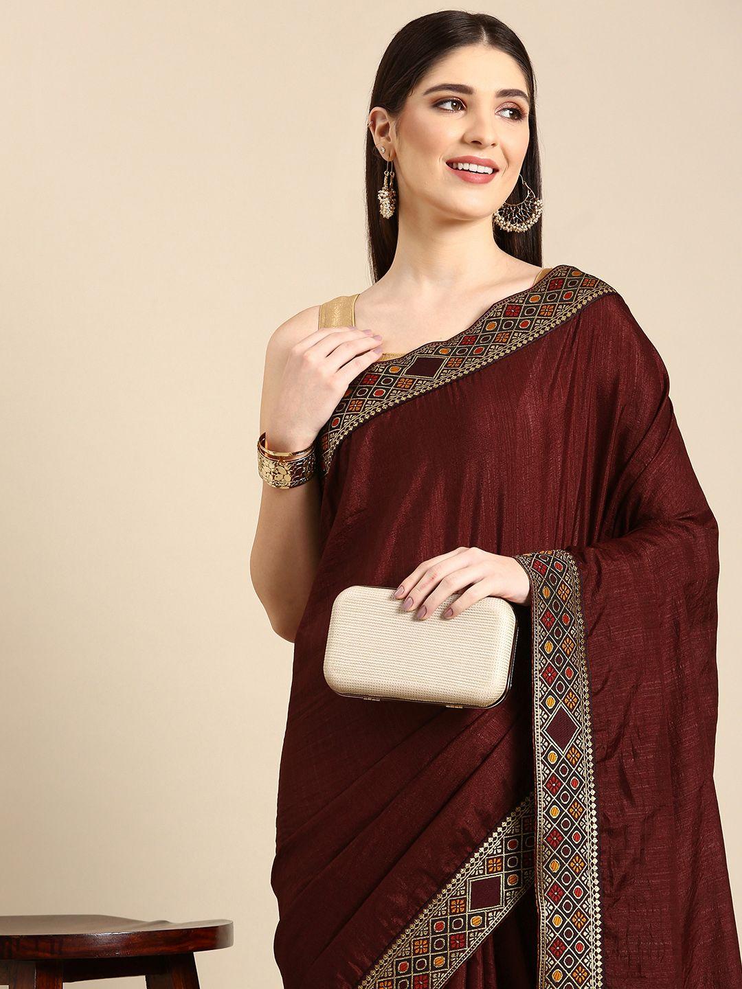 here&now solid zari saree