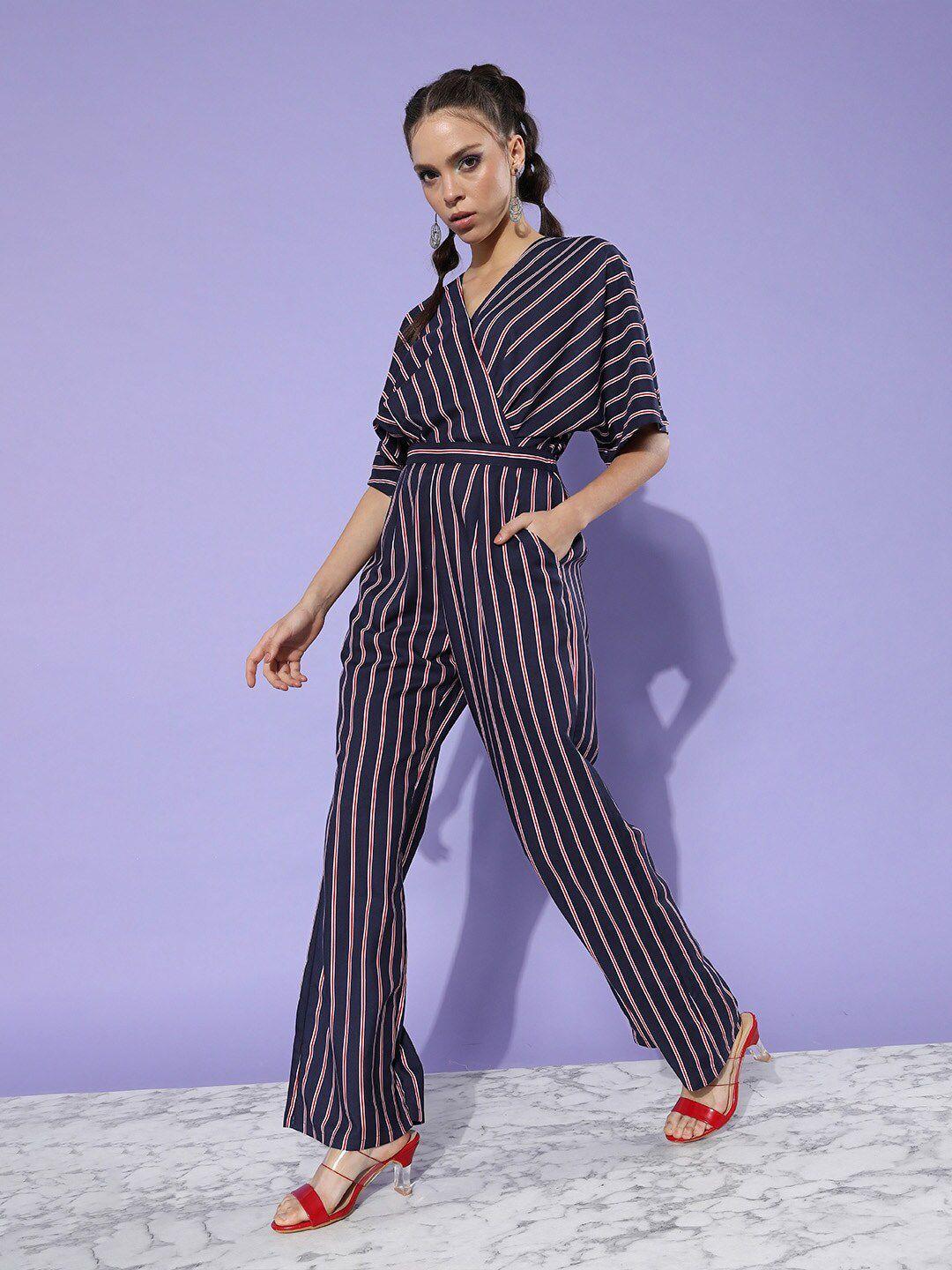 here&now striped basic jumpsuit
