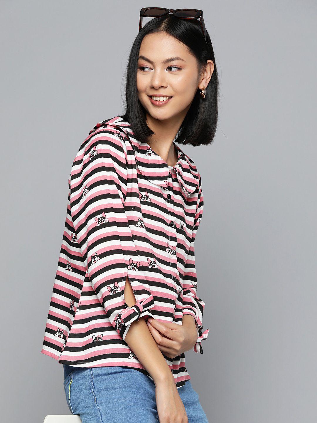 here&now striped peter pan collar top