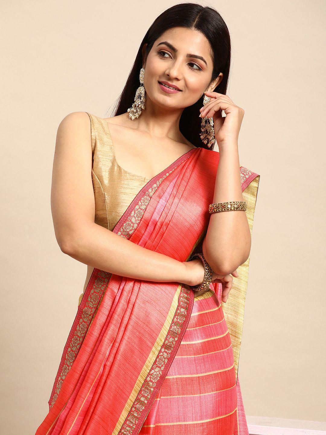 here&now striped pure chiffon saree