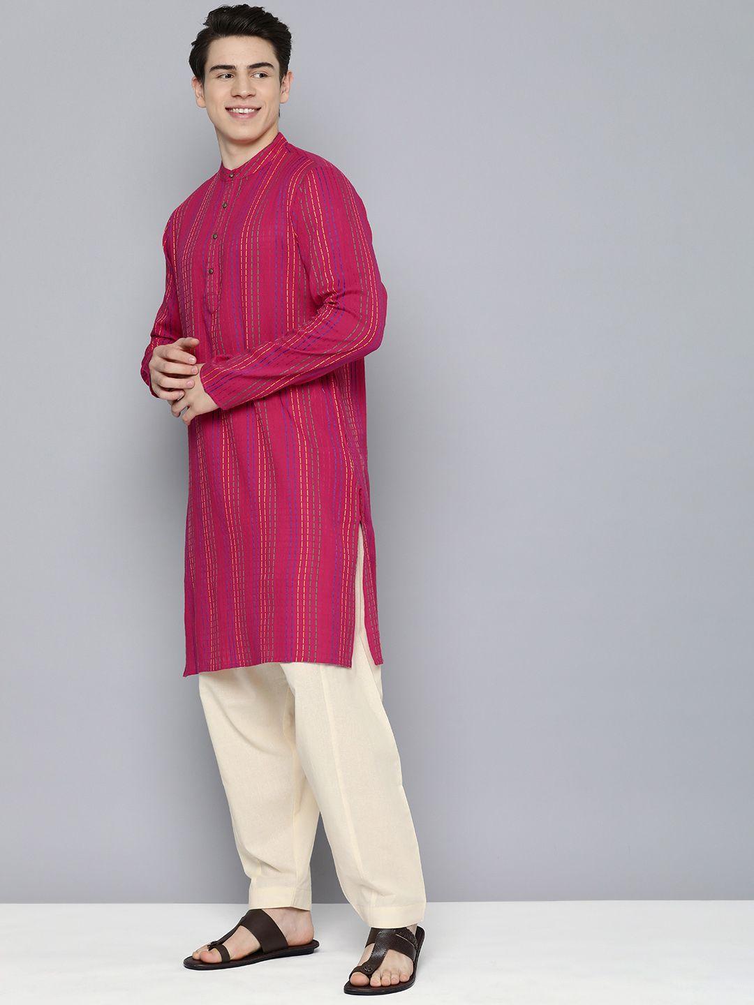 here&now striped pure cotton kurta with pyjamas