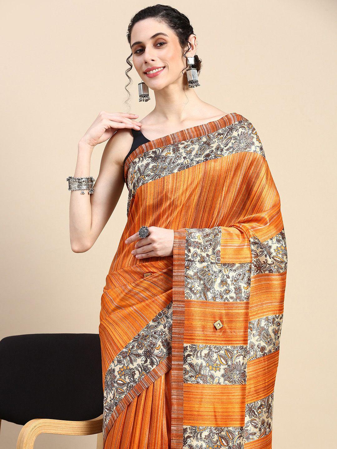 here&now striped pure cotton saree