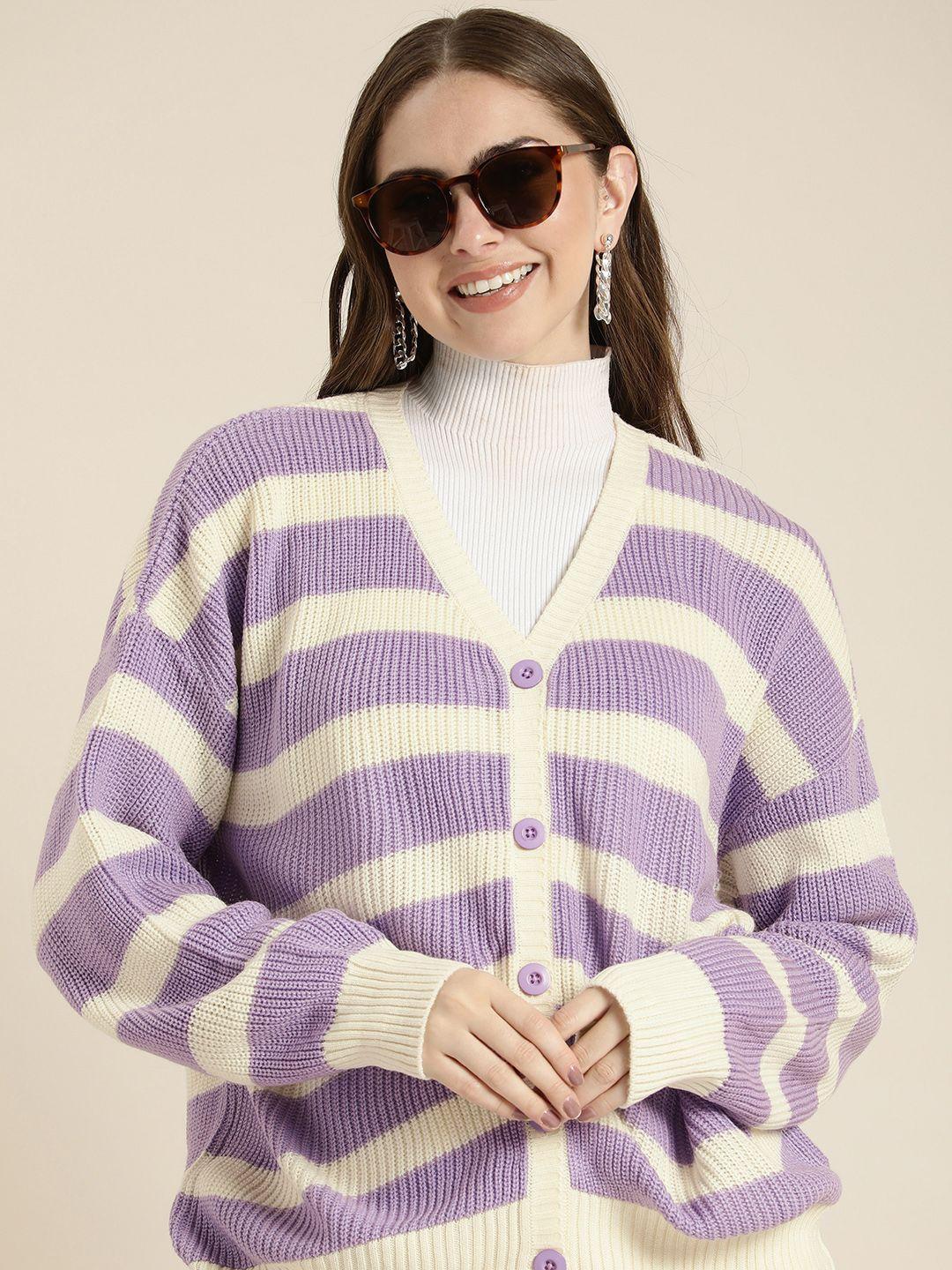 here&now striped ribbed cardigan