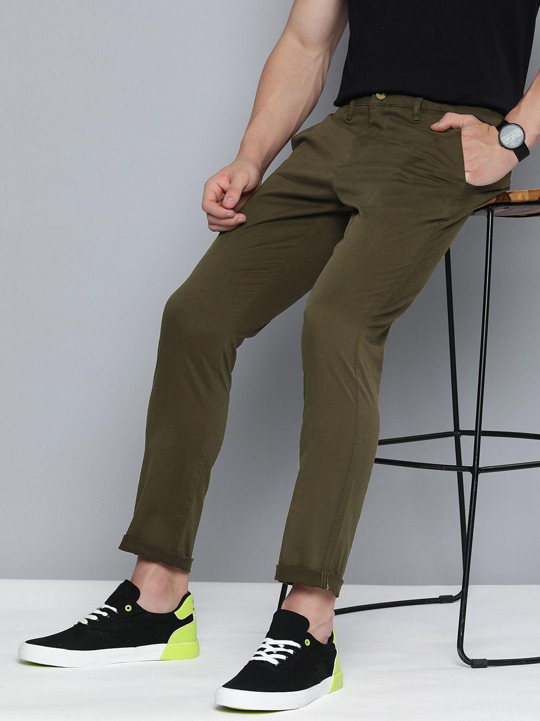 here&now tapered fit mid-rise chinos trousers