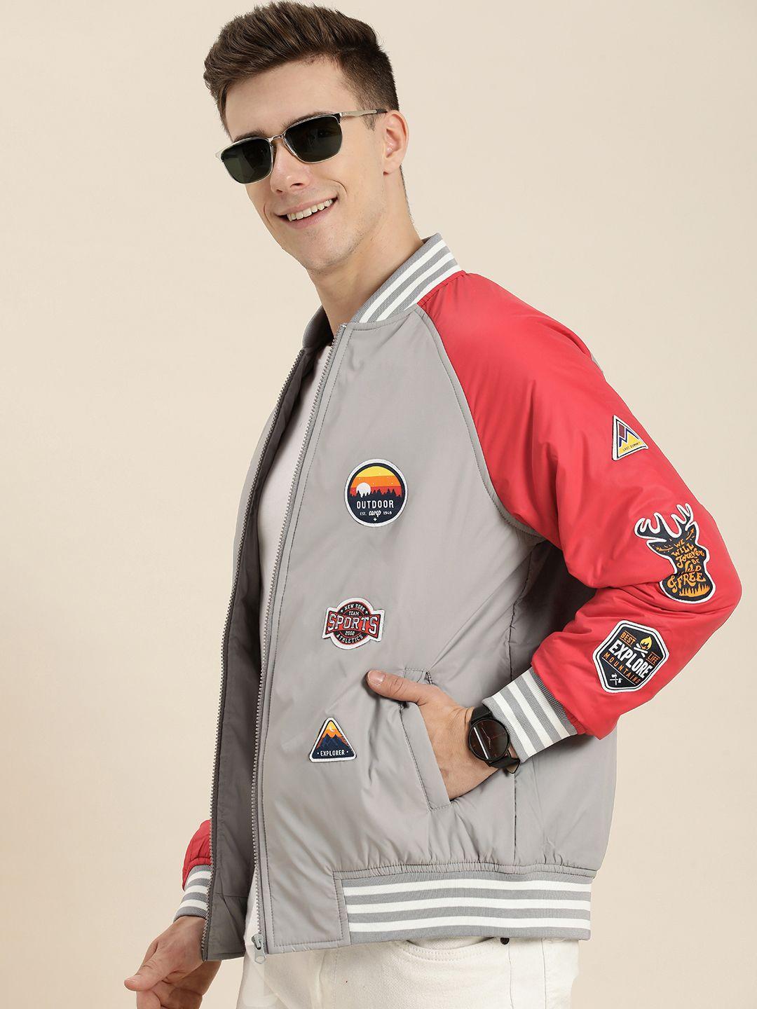 here&now varsity jacket with applique detail