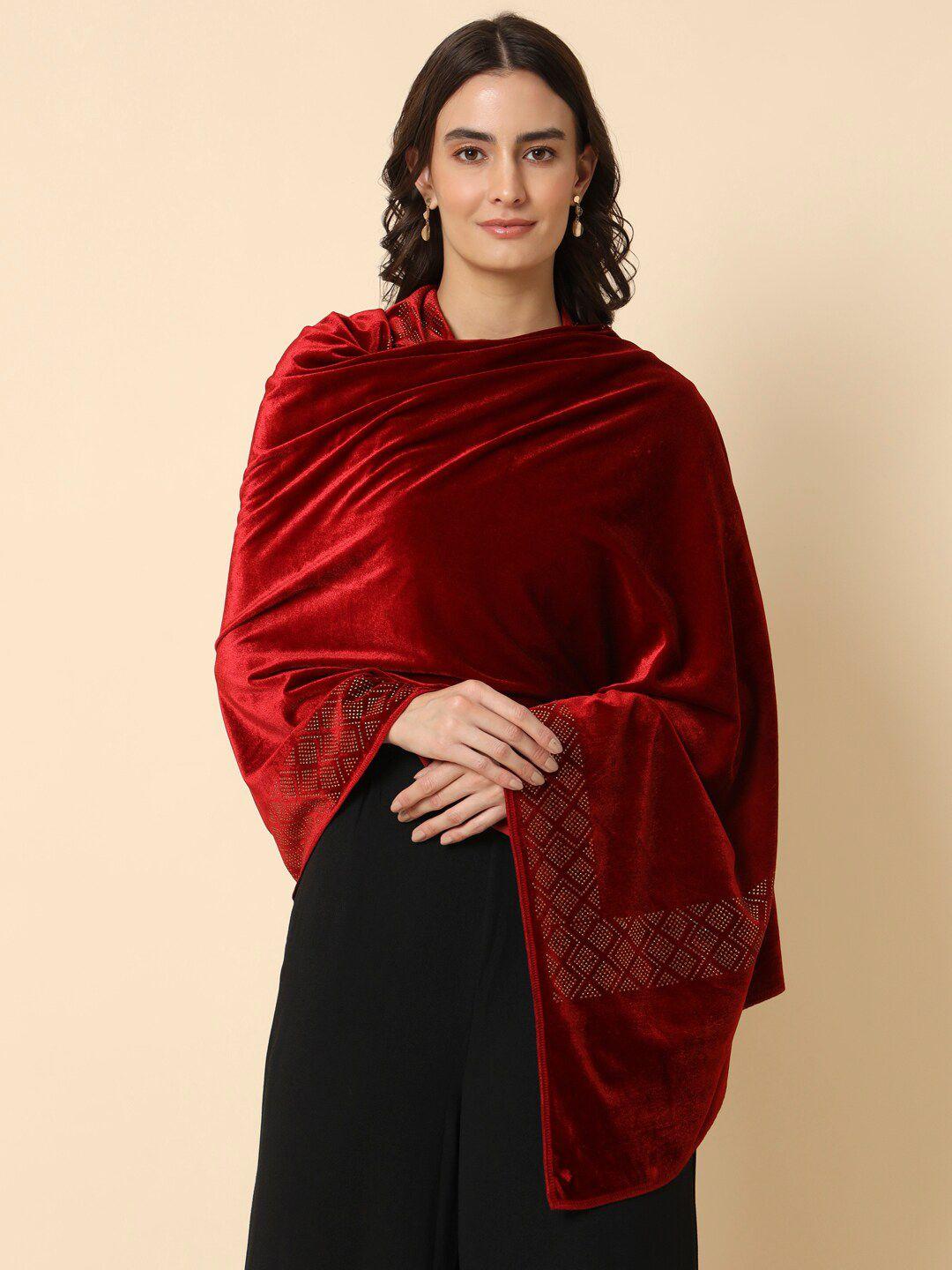 here&now velvet embellished shawl