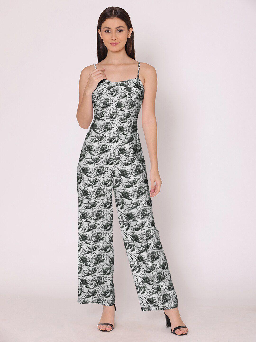 here&now white & black printed basic jumpsuit