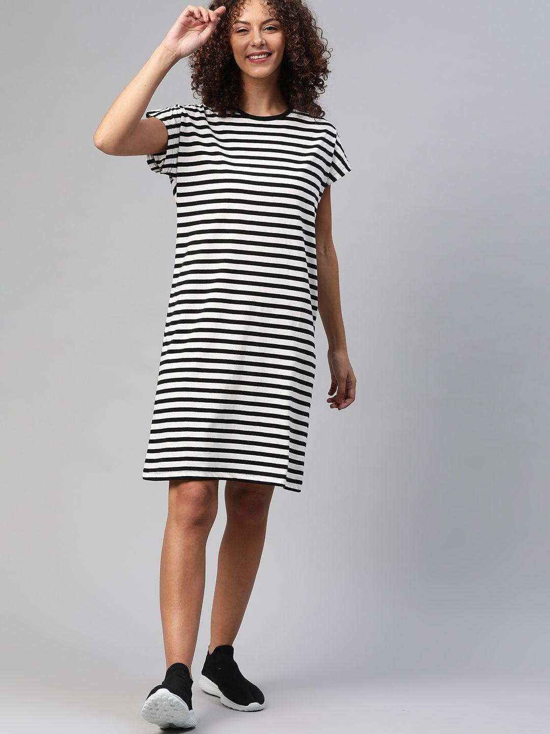 here&now white & black striped t-shirt dress