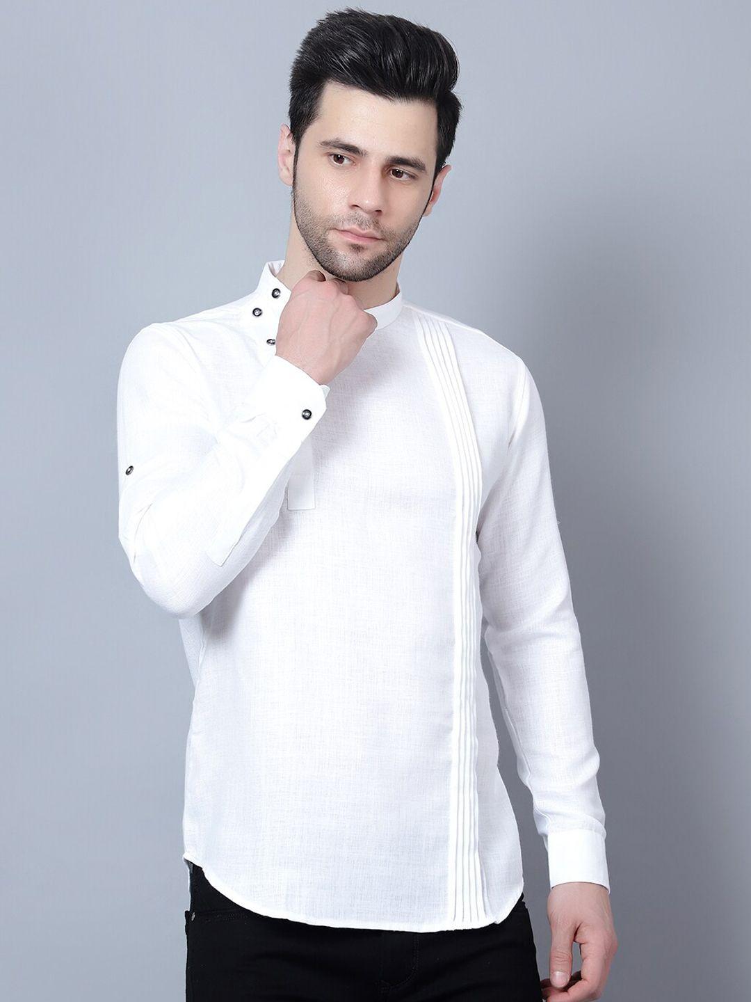 here&now white band collar pleated short kurta