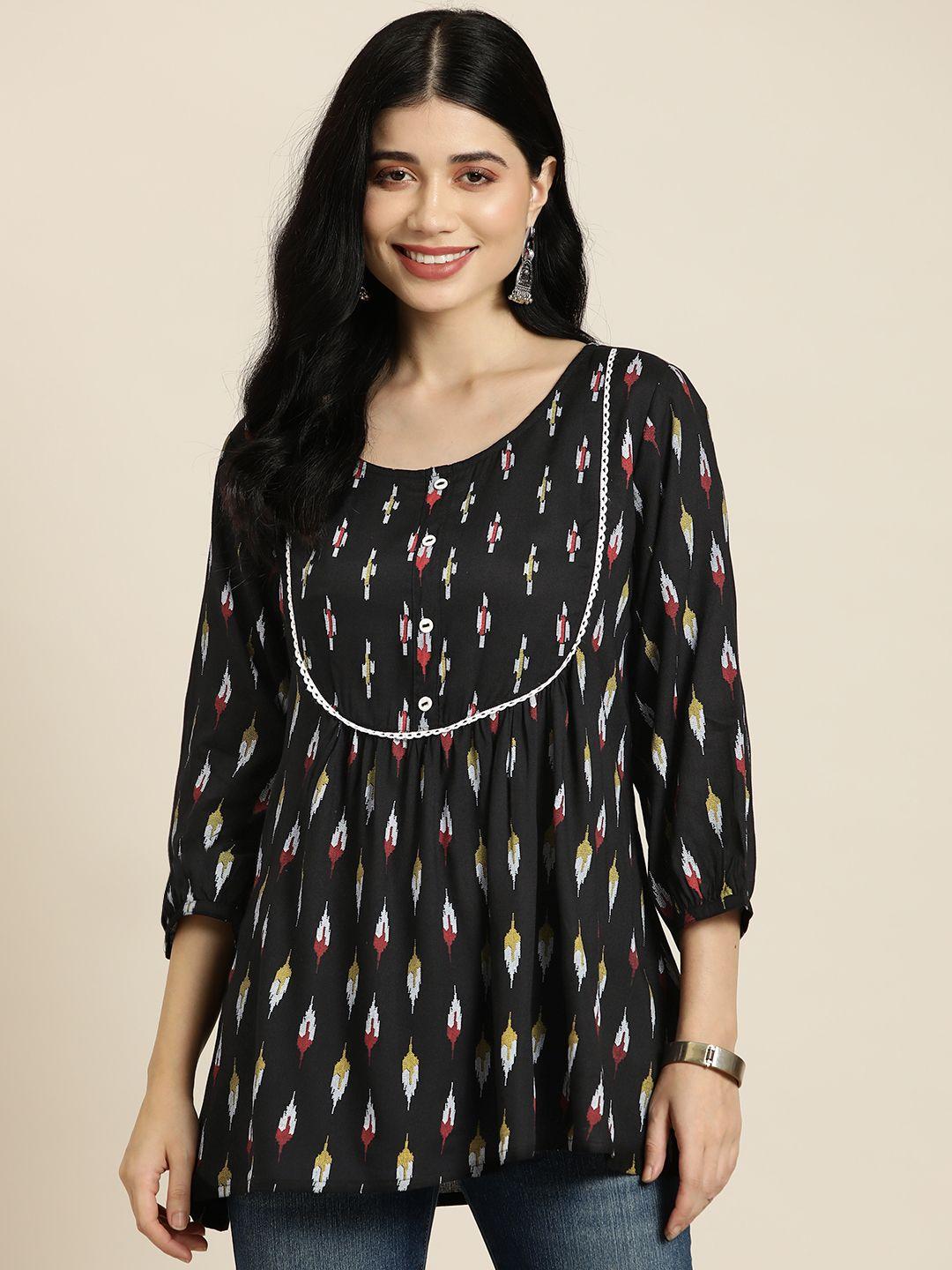 here&now wome ethnic motifs printed a-line kurti