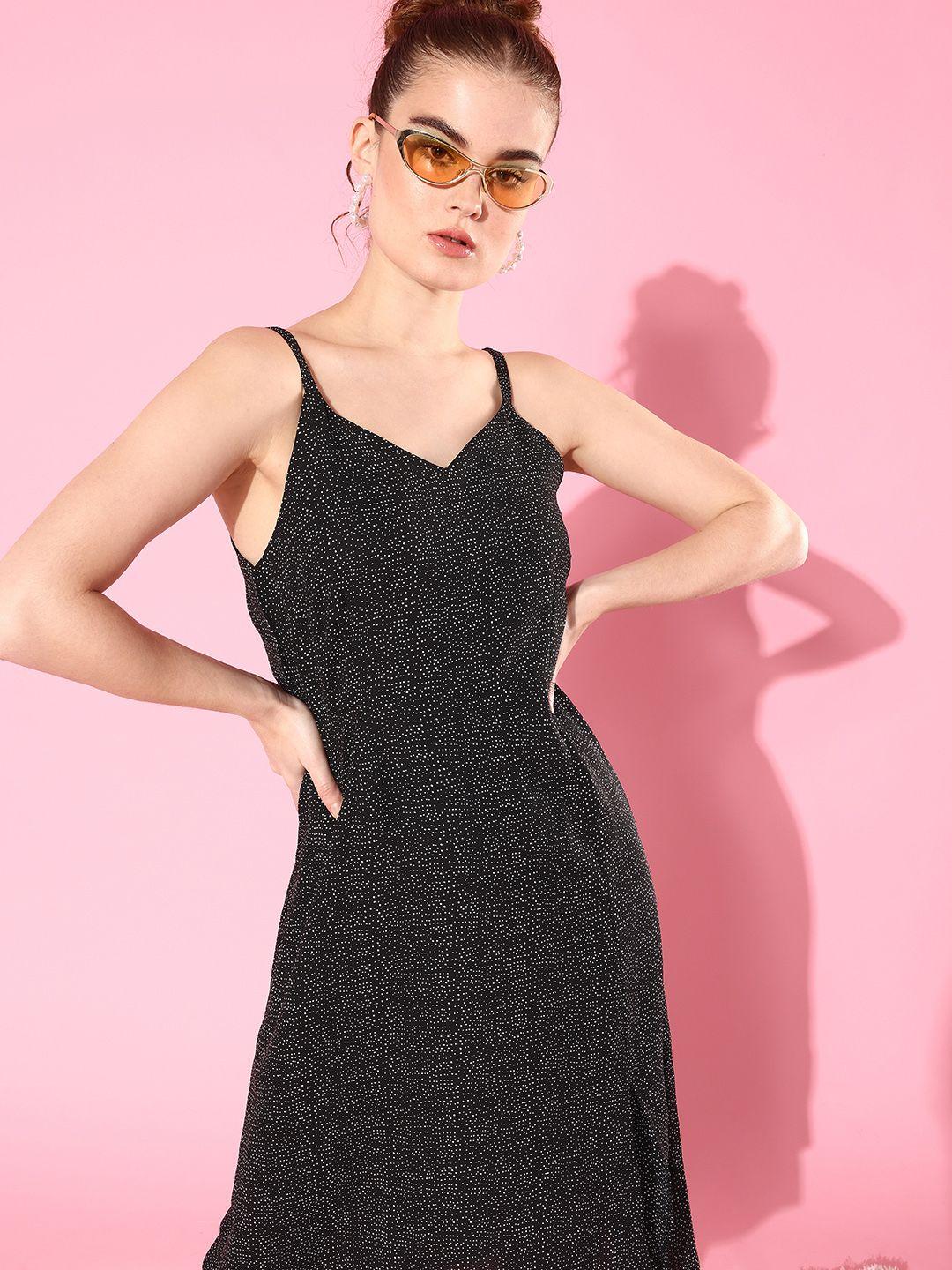 here&now women black a-line midi dress