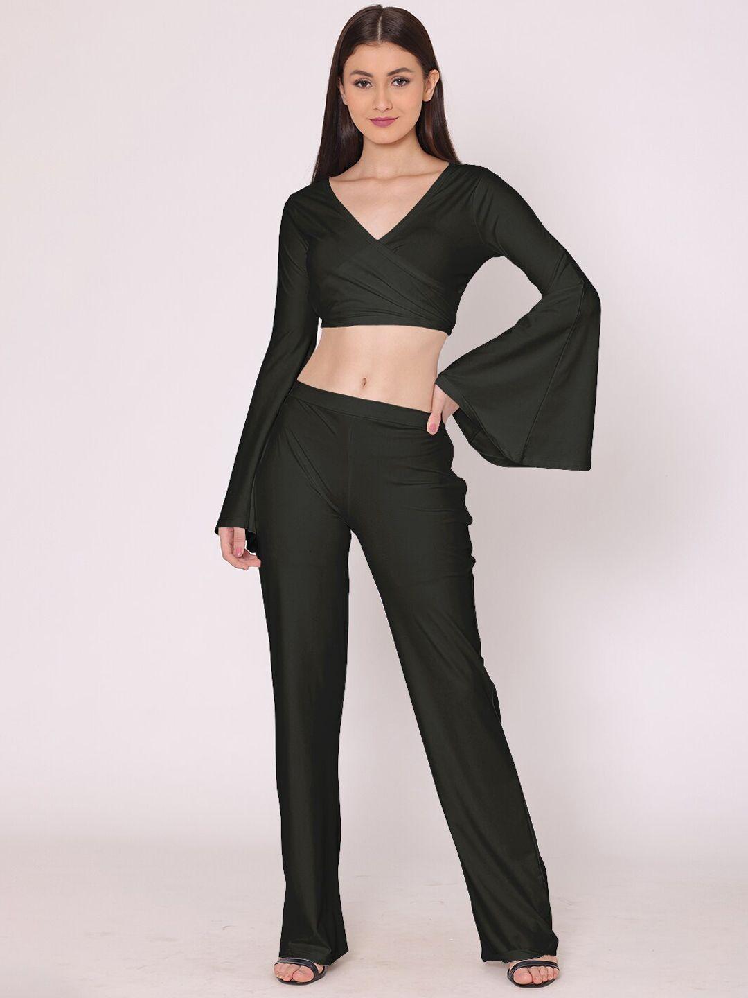 here&now women black solid co-ords