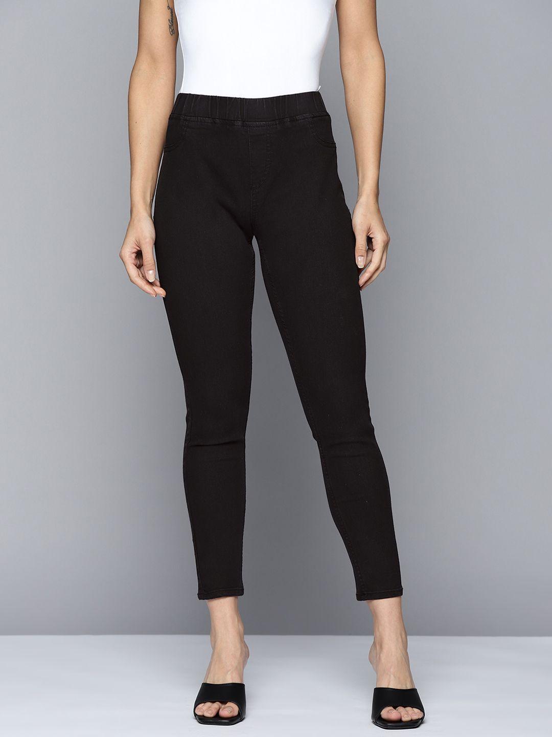 here&now women black solid jeggings