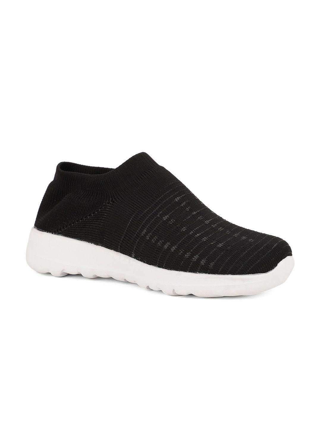 here&now women black woven design slip-on sneakers