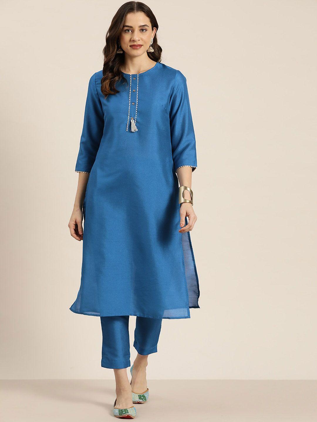 here&now women blue gotta patti kurta