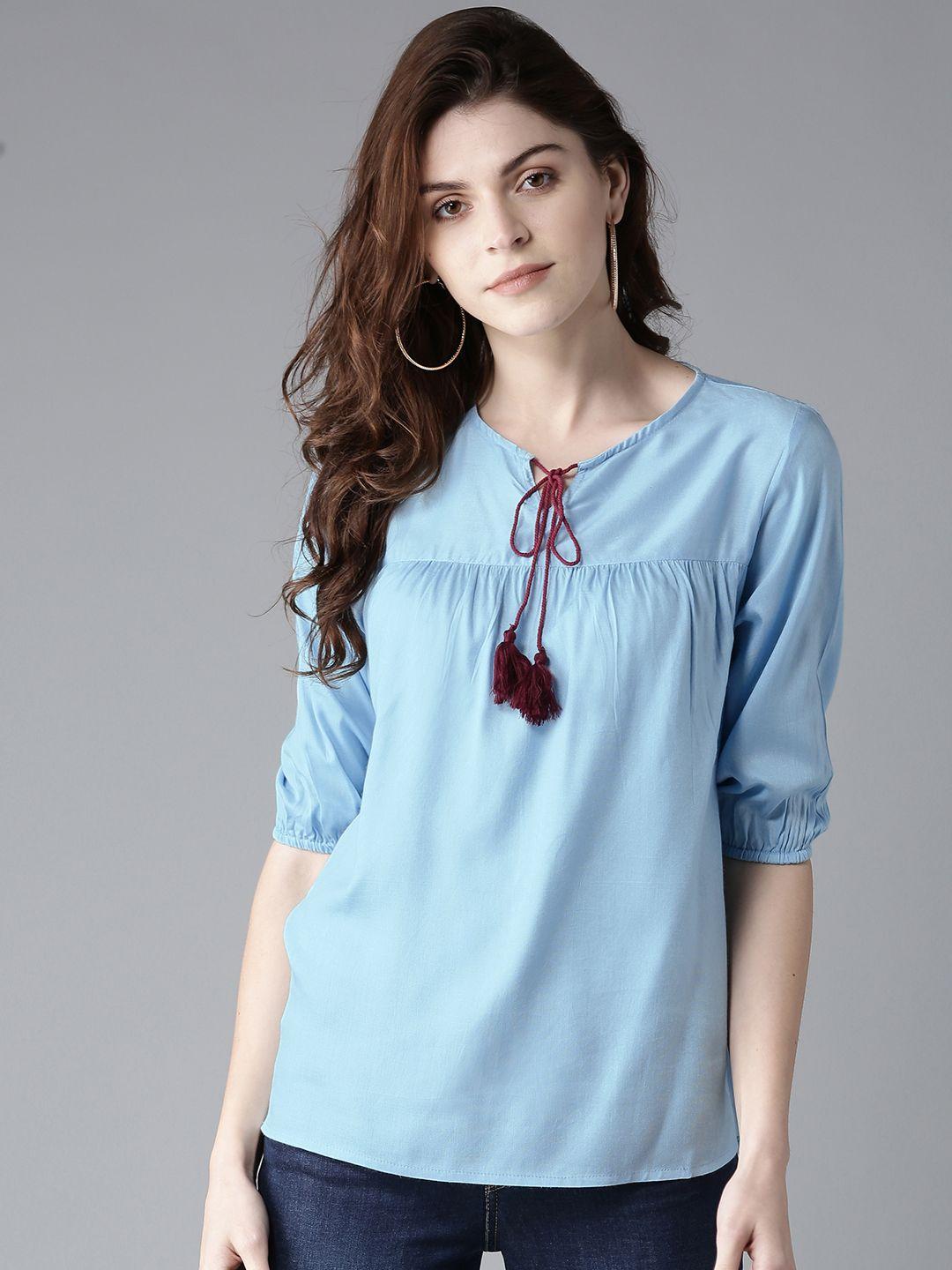here&now women blue solid top