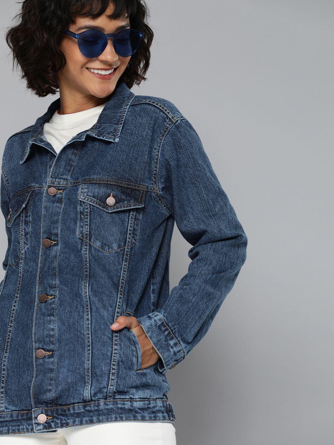 here&now women blue washed denim jacket