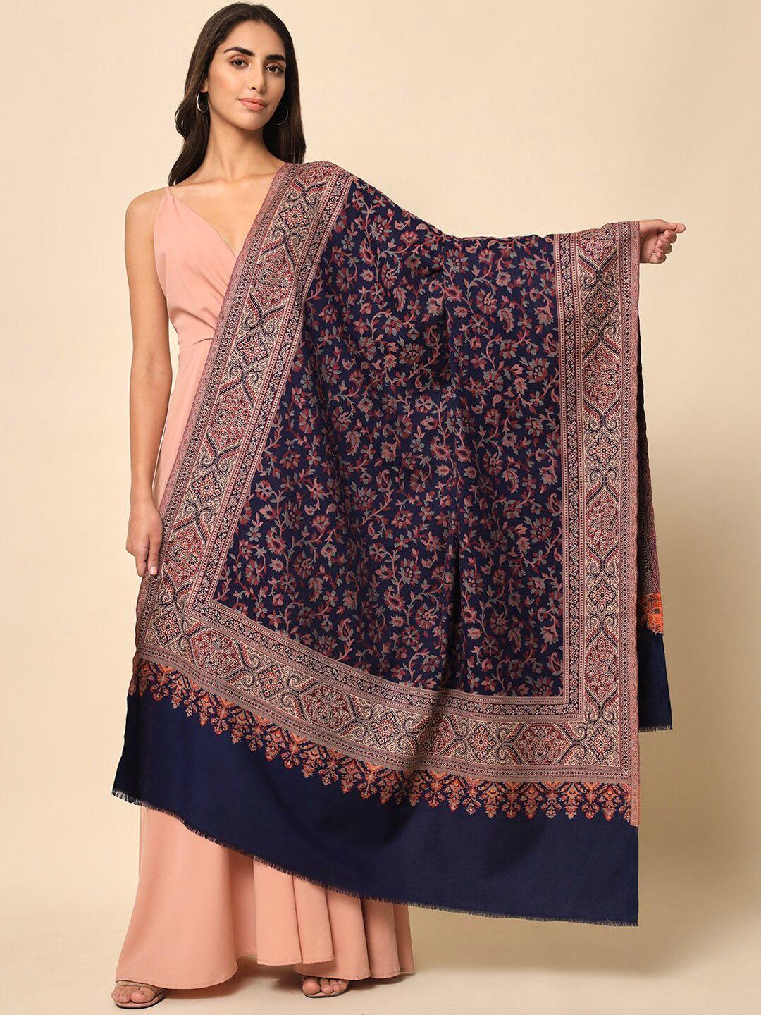 here&now women blue woven-design shawl