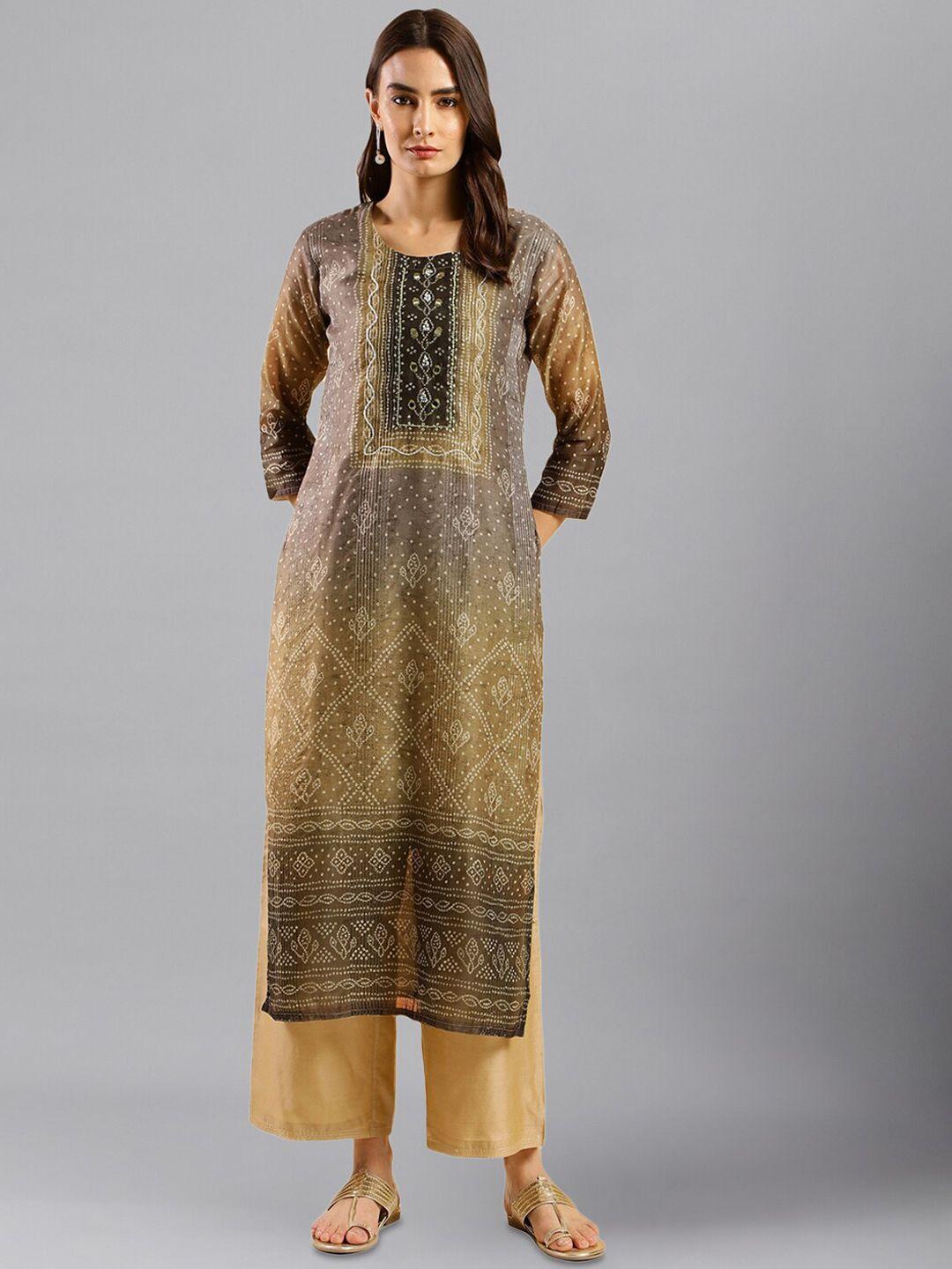 here&now women brown floral kurta