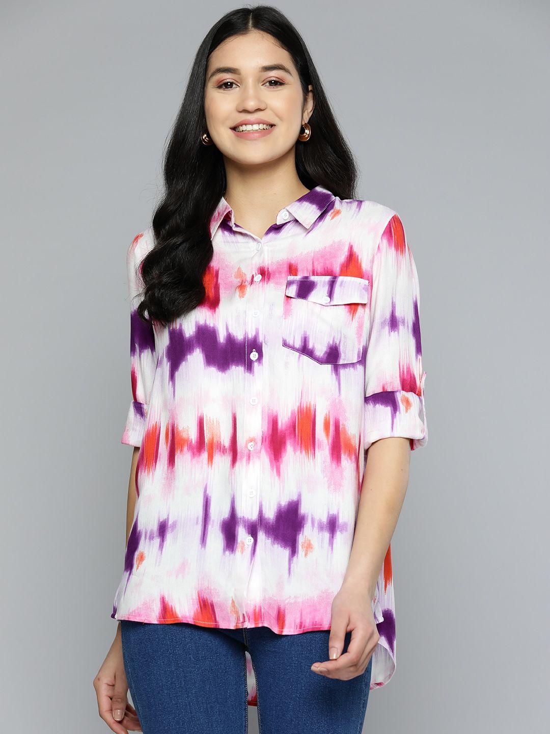 here&now women classic printed casual shirt