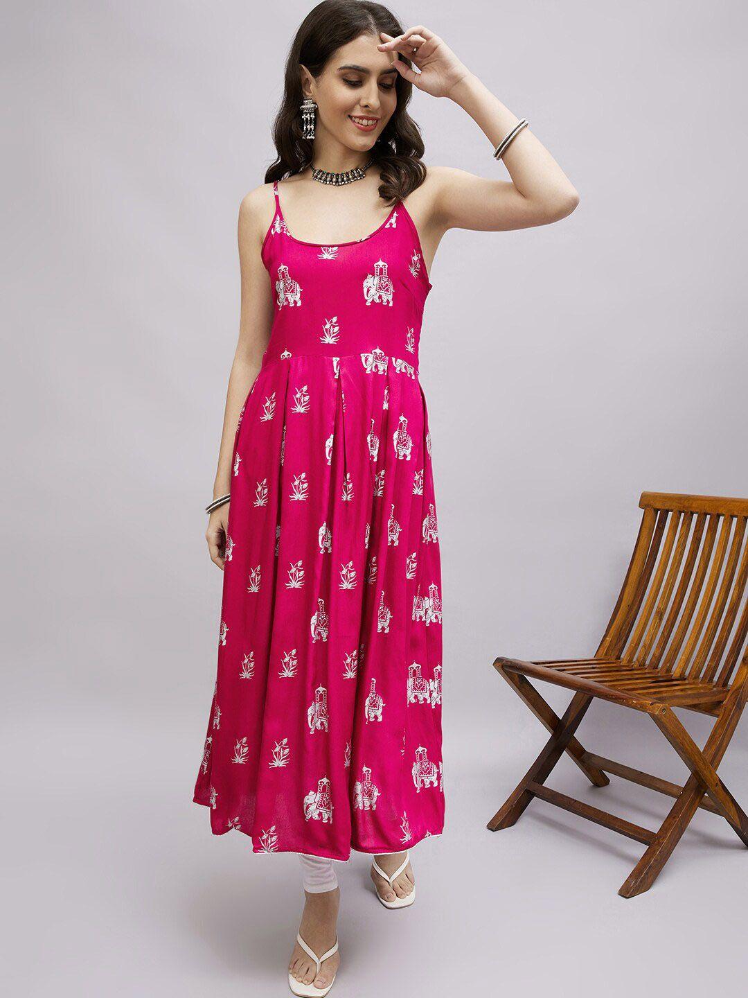 here&now women ethnic motif printed a-line kurta