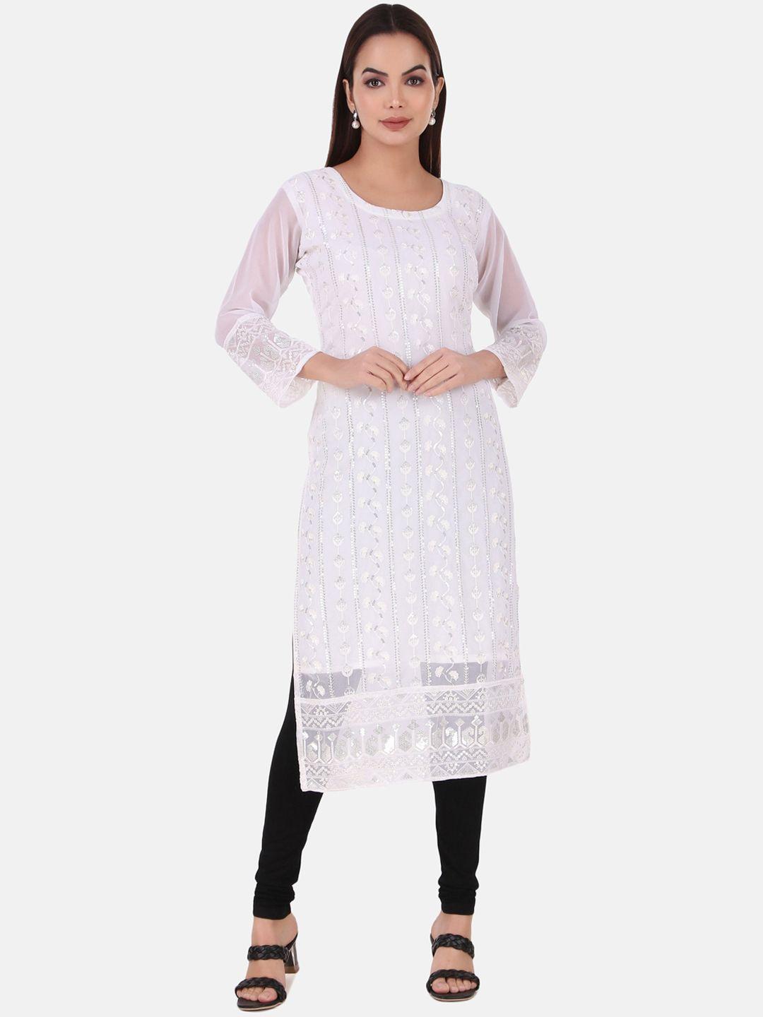 here&now women ethnic motifs embroidered georgette kurta