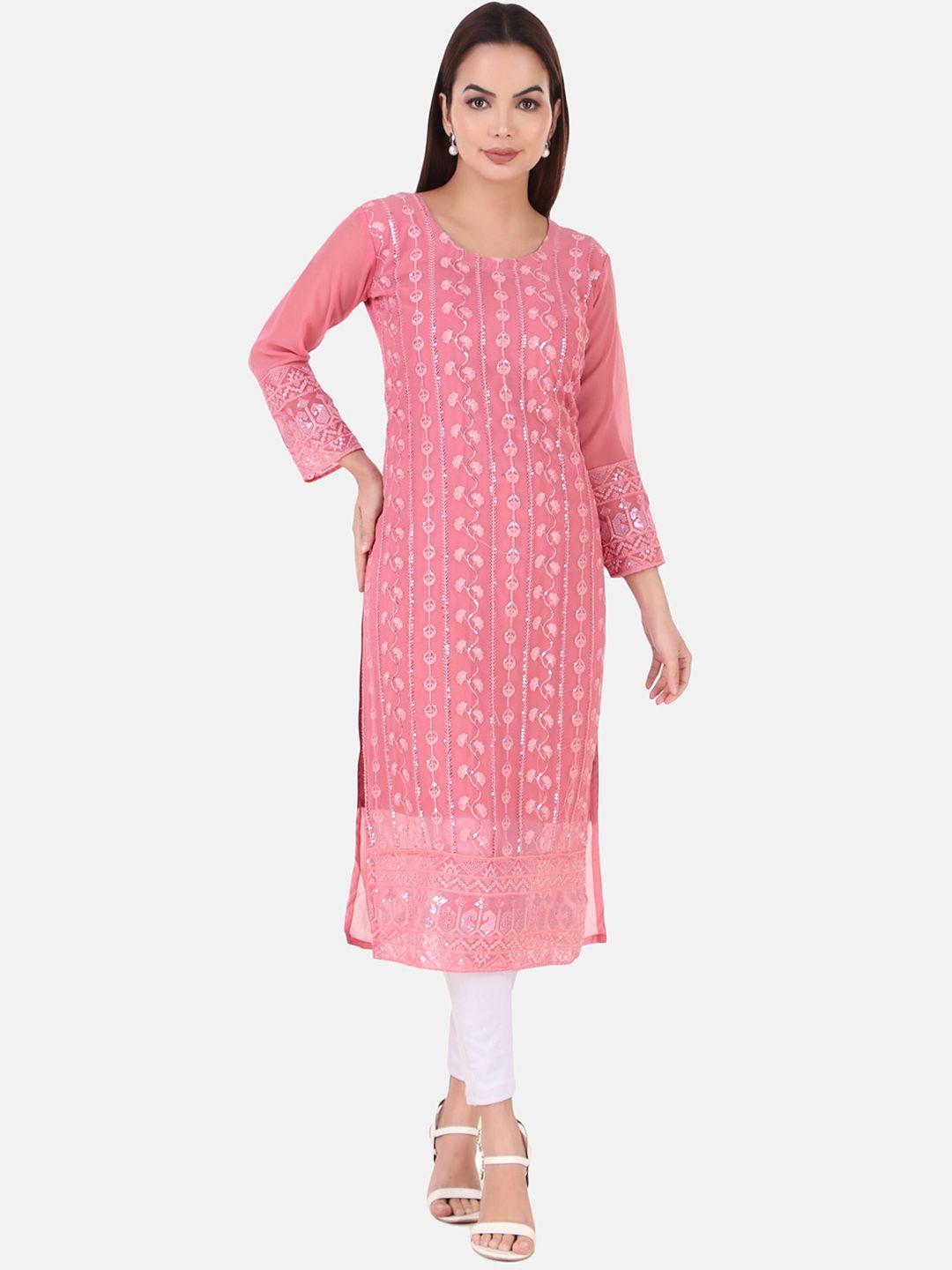 here&now women ethnic motifs embroidered georgette kurta