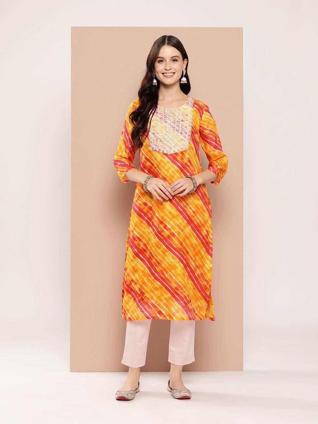 here&now women ethnic motifs embroidered sequinned kurta