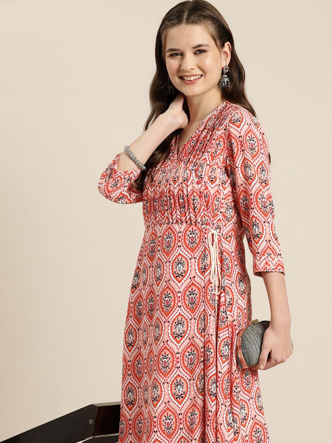 here&now women ethnic motifs printed kurta