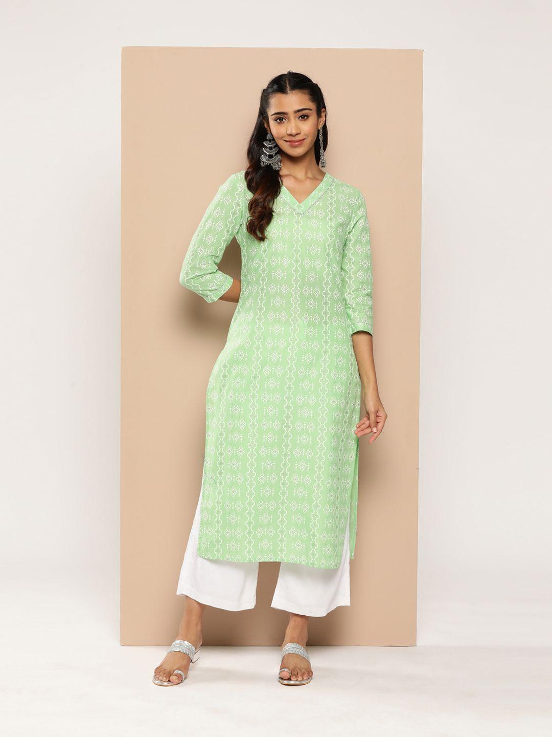 here&now women ethnic motifs printed pure cotton gotta patti kurta