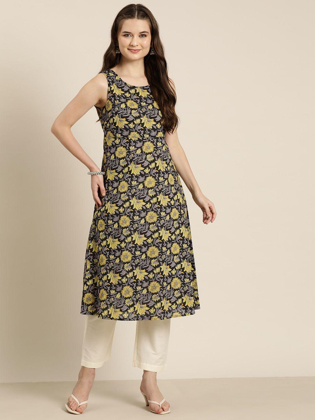 here&now women ethnic motifs printed pure cotton kurta